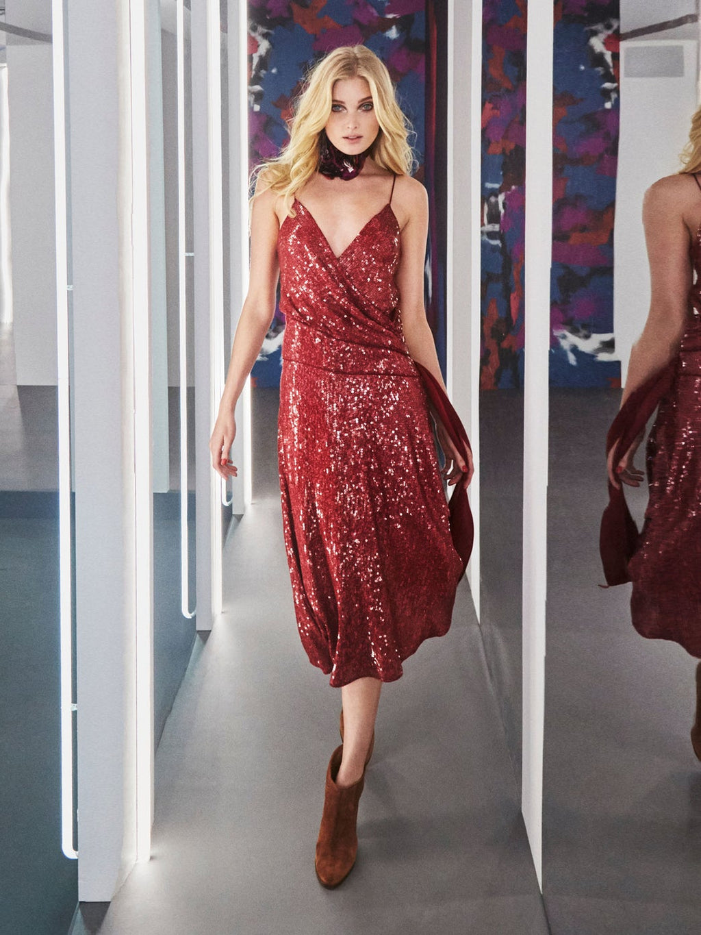Diane Von Furstenberg DVF Brenndah Sequinned Red Dress