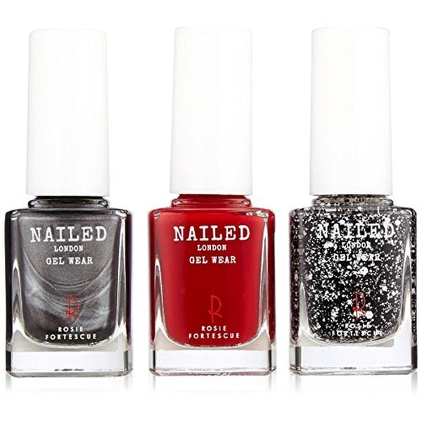 Nailed London Gel Wear Instant Glamour Gift Set 3 x 10ml Nail Polish (Knight Rider + London Conundrum + Rosie's Red)