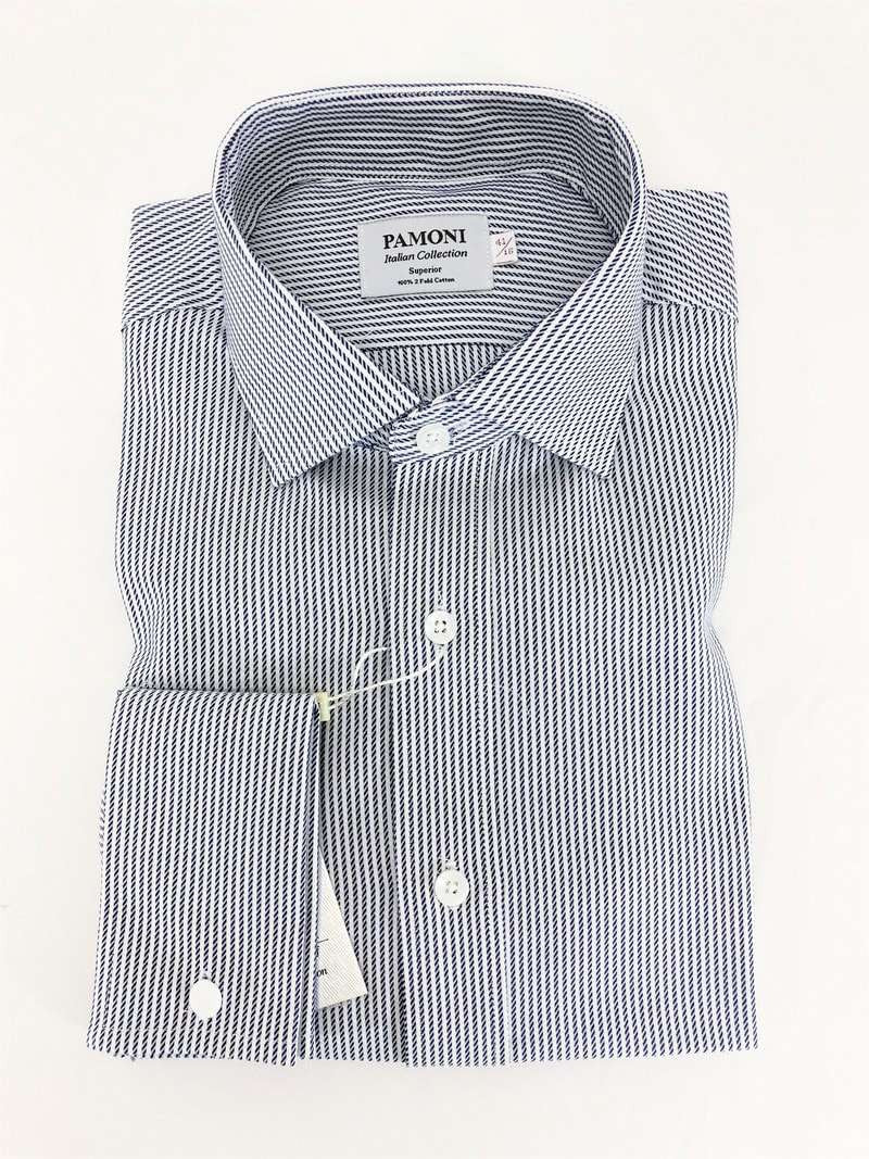 Navy Rope Stripe Slim Fit Shirt