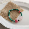 Jekira Natural Malachite Gemstone Beaded Bracelet · Tibetan Red Stone & Rose Quartz