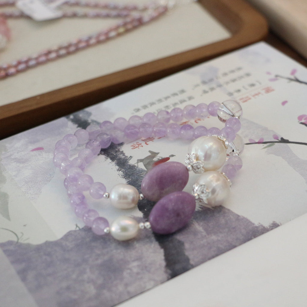 Jekira Purple Gemstone & Baroque Pearl Bracelet