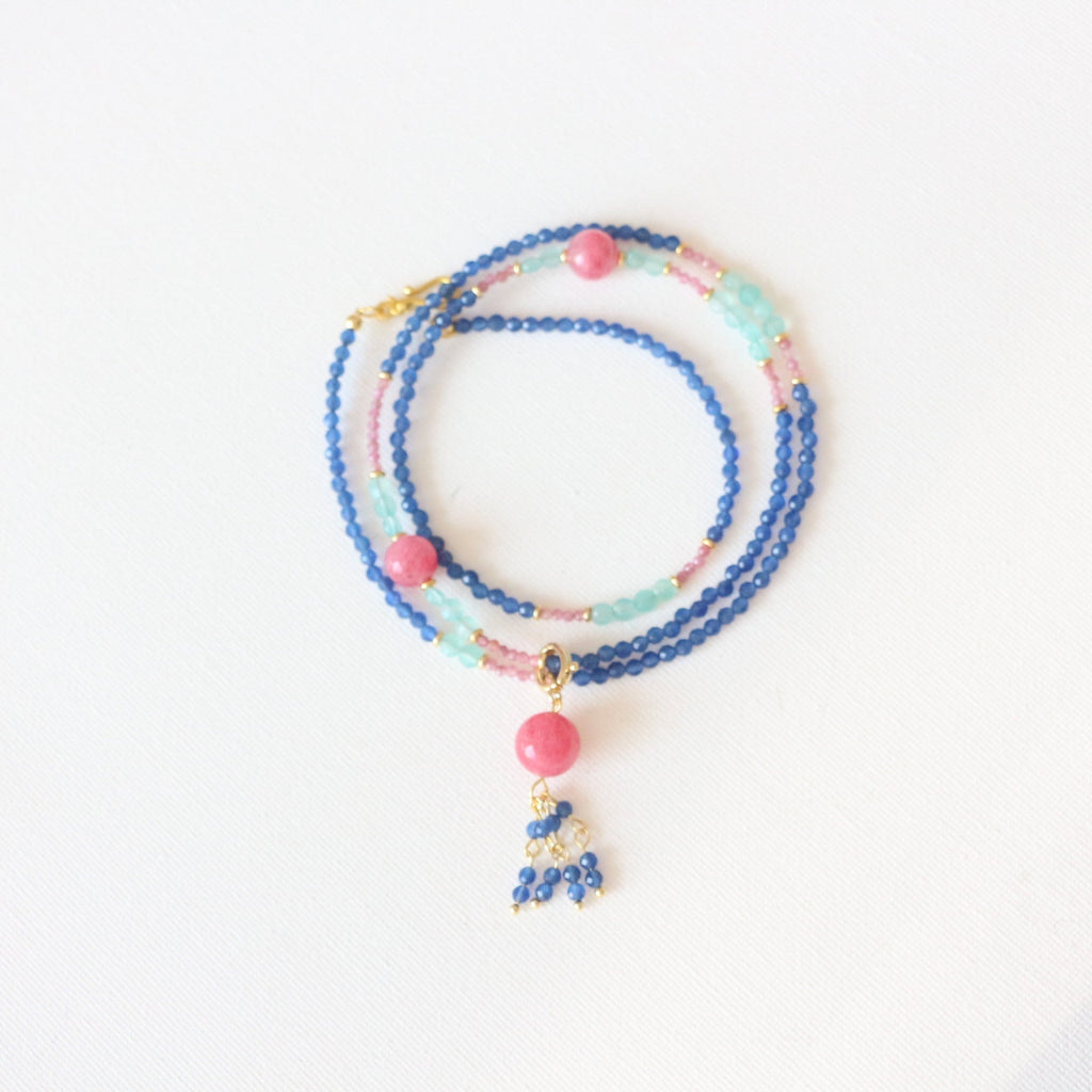 JEKIRA Multicolor Gemstone Beaded Necklace – 65cm Boho Jewelry