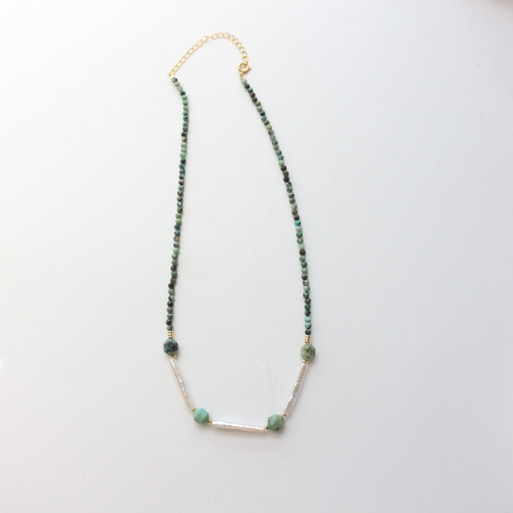 JEKIRA Turquoise & Baroque Pearl Necklace Set