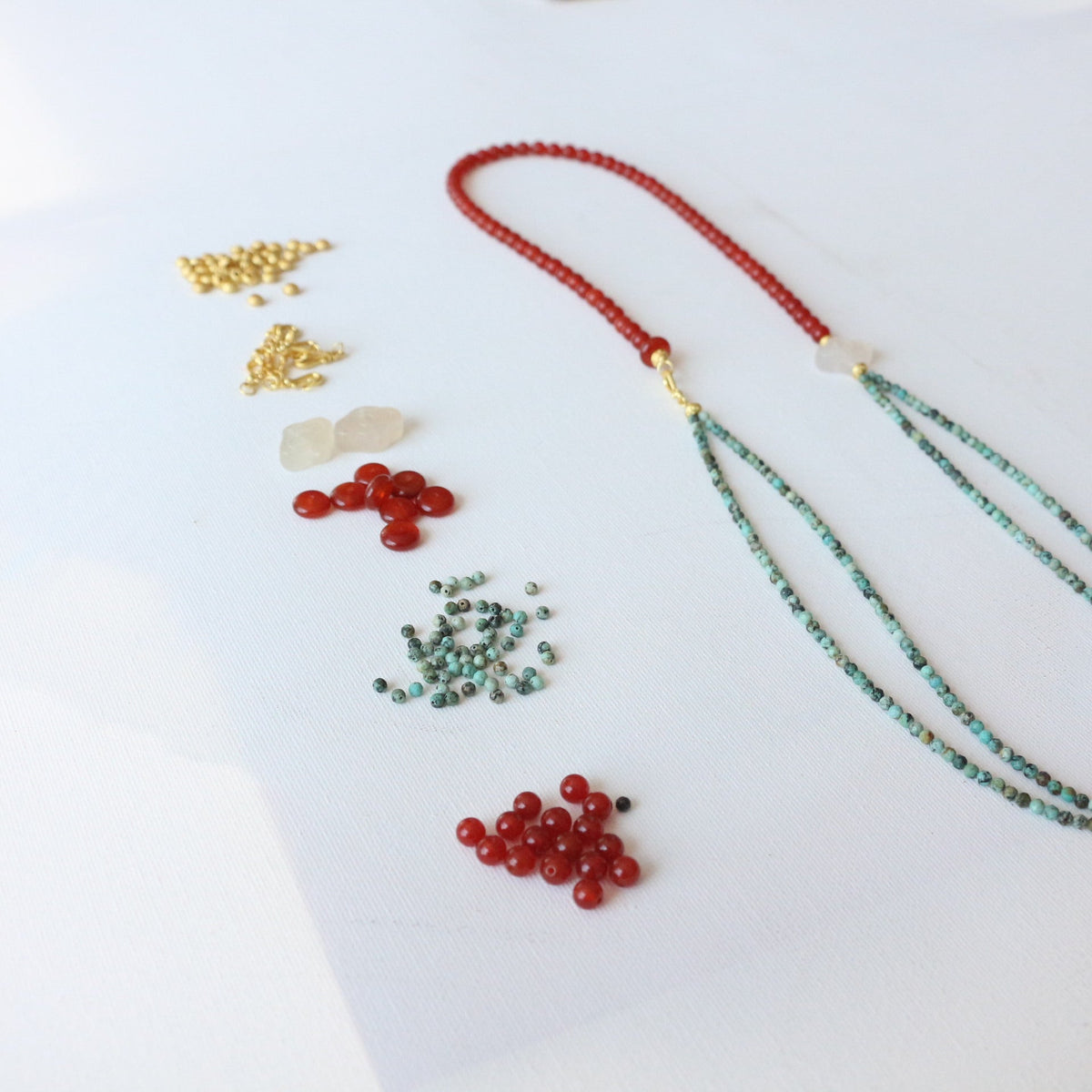 Jekira Red Agate & Cloud Turquoise Long Necklace