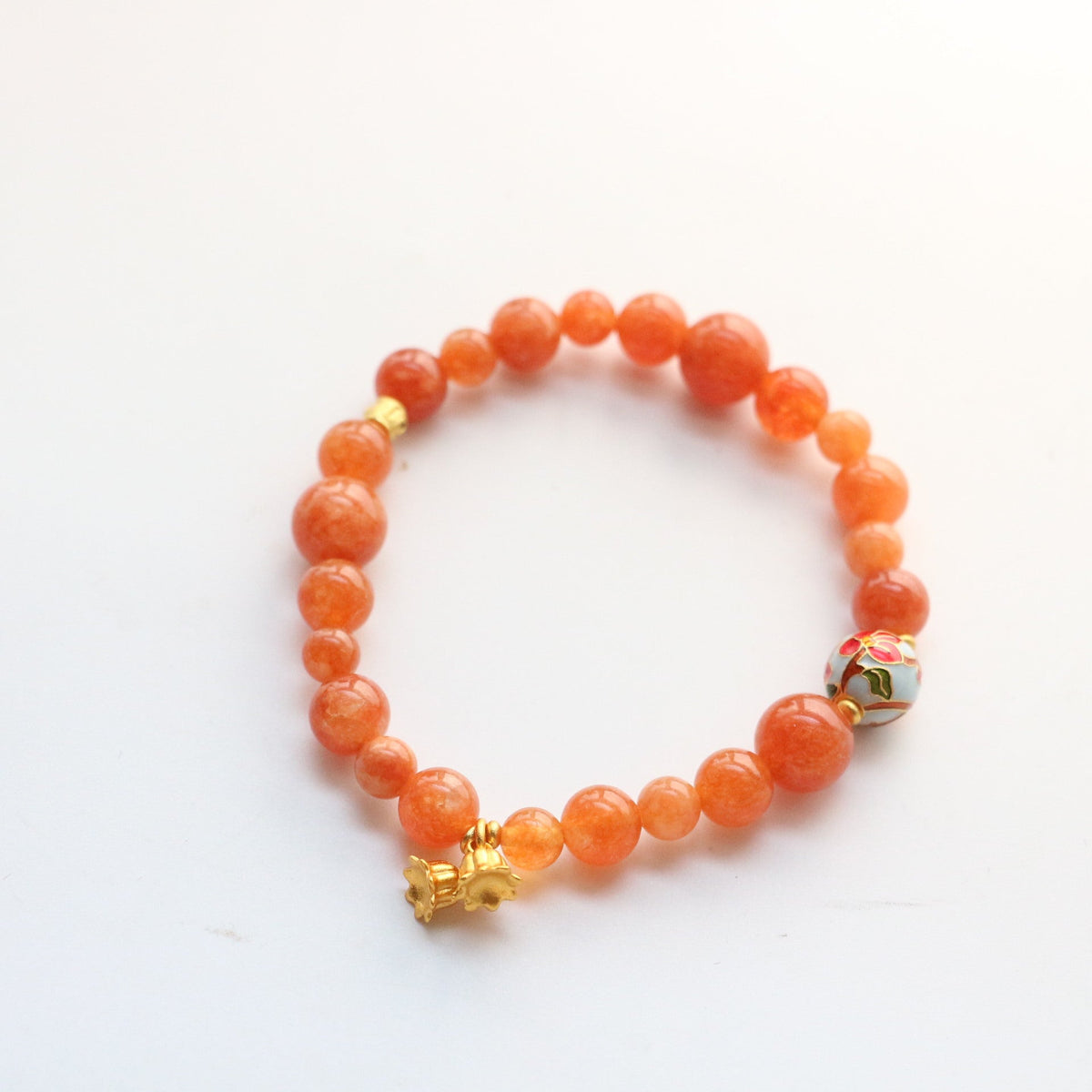 JEKIRA Orange Carnelian & Enamel Lily of the Valley Bracelet