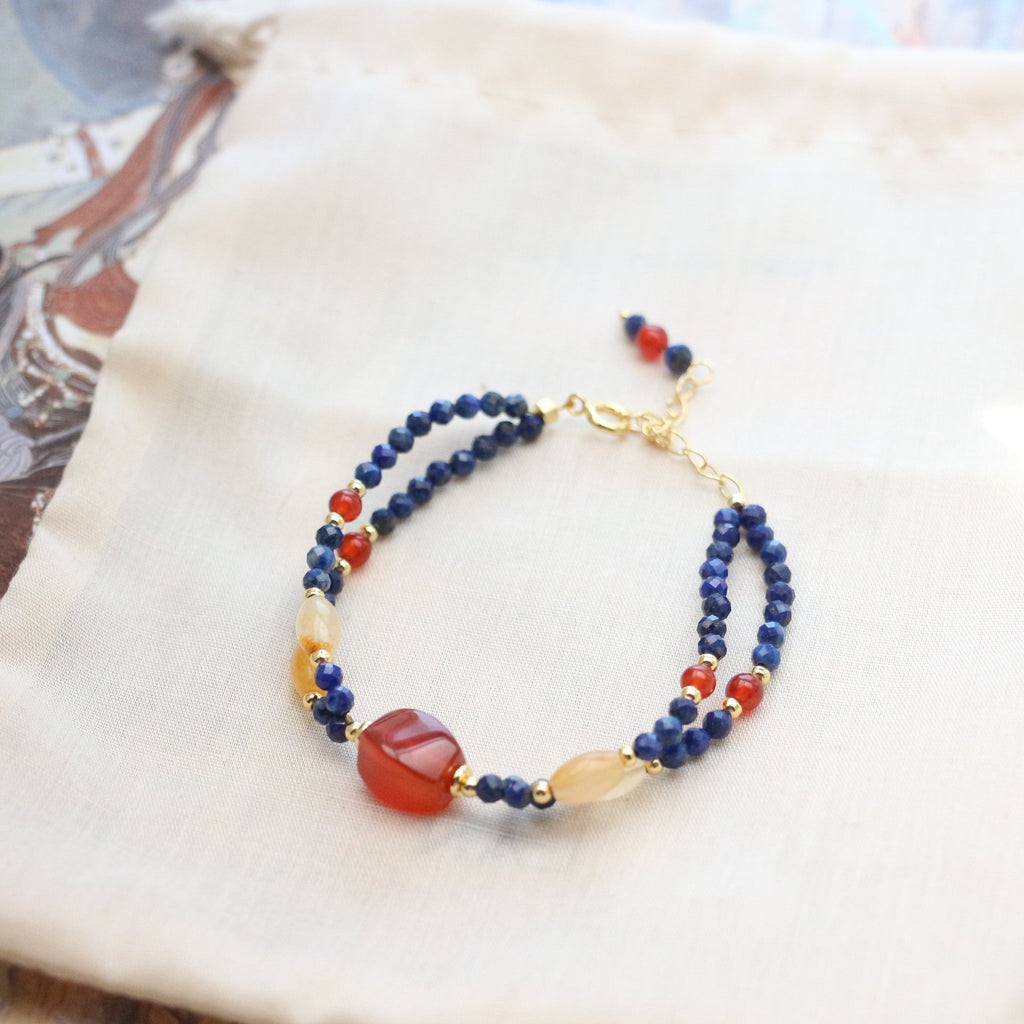 JEKIRA Lapis Lazuli Healing Bracelet with Citrine & Red Agate