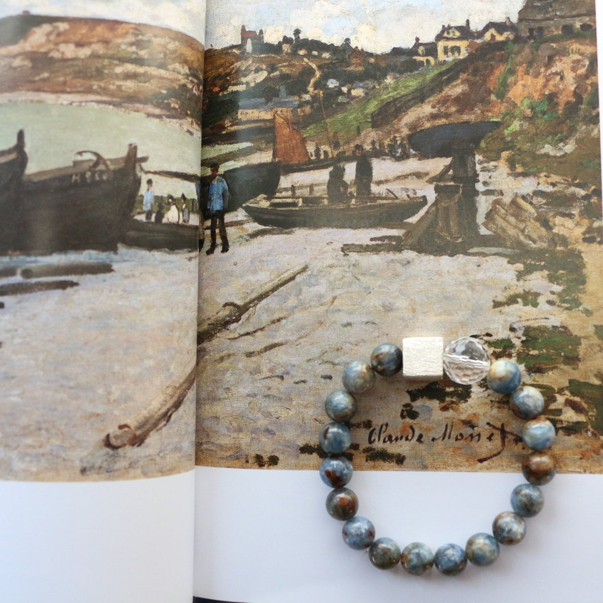 JEKIRA Oil Paint Kyanite & Sterling Silver Cube Bracelet – 16cm