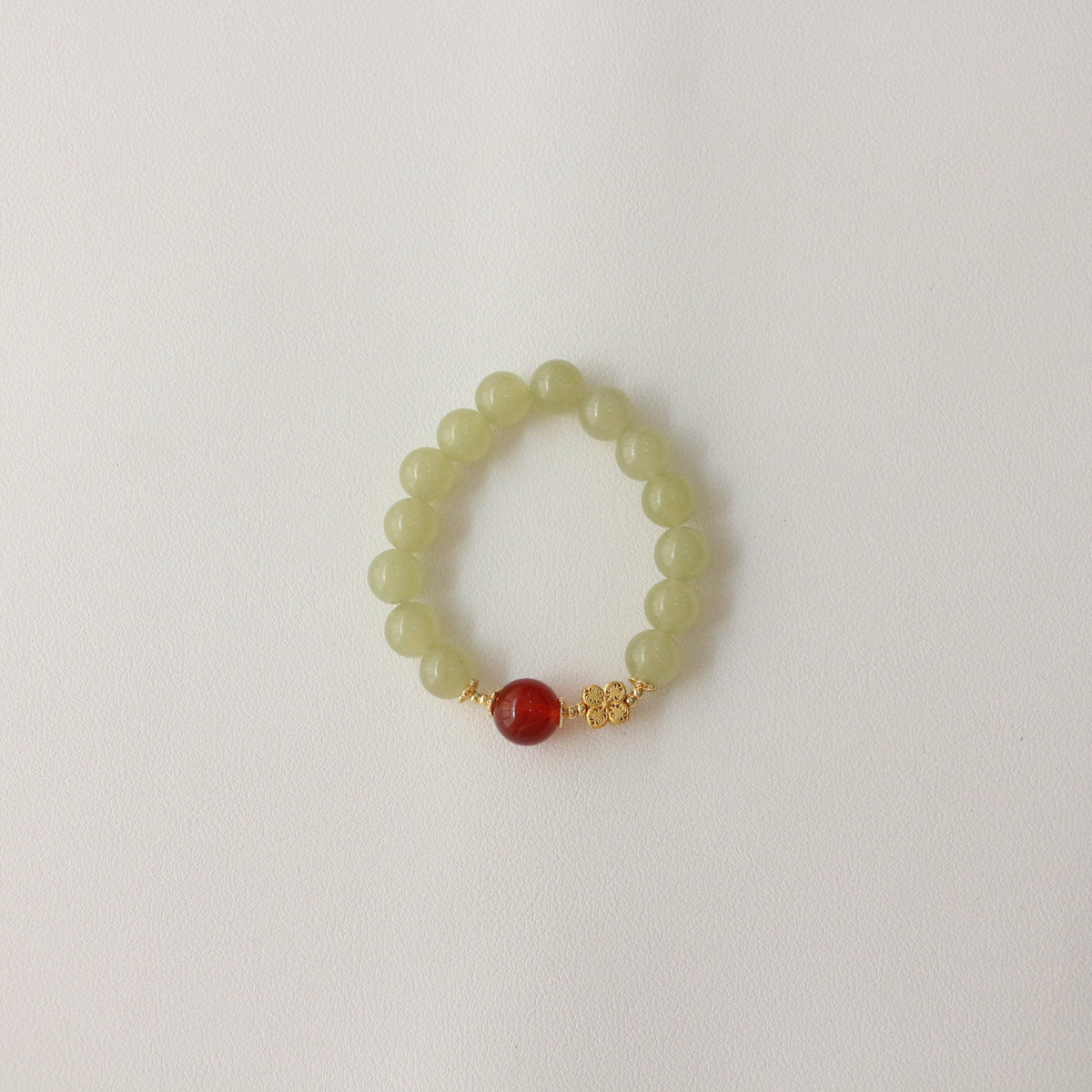 Jekira Green Gemstone & Red Agate Bracelet Duo – 15cm & 16cm Hand Sizes, 18K Gold Plated