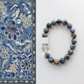JEKIRA Oil Paint Kyanite & Sterling Silver Cube Bracelet – 16cm