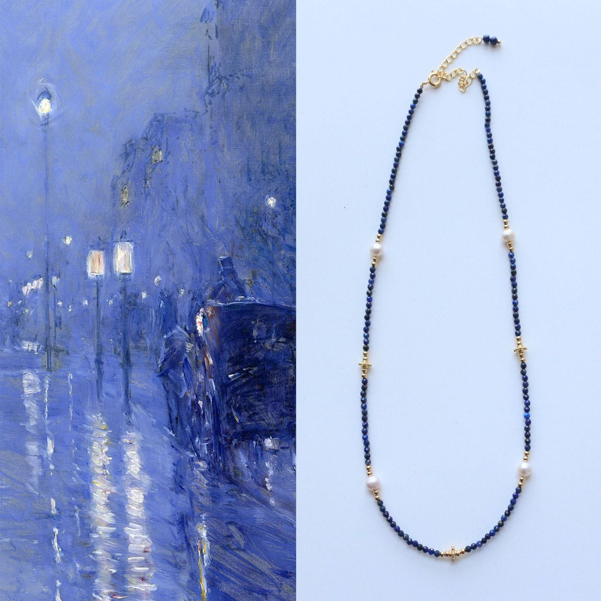 Jekira Delicate Lapis Lazuli & Baroque Pearl Necklace