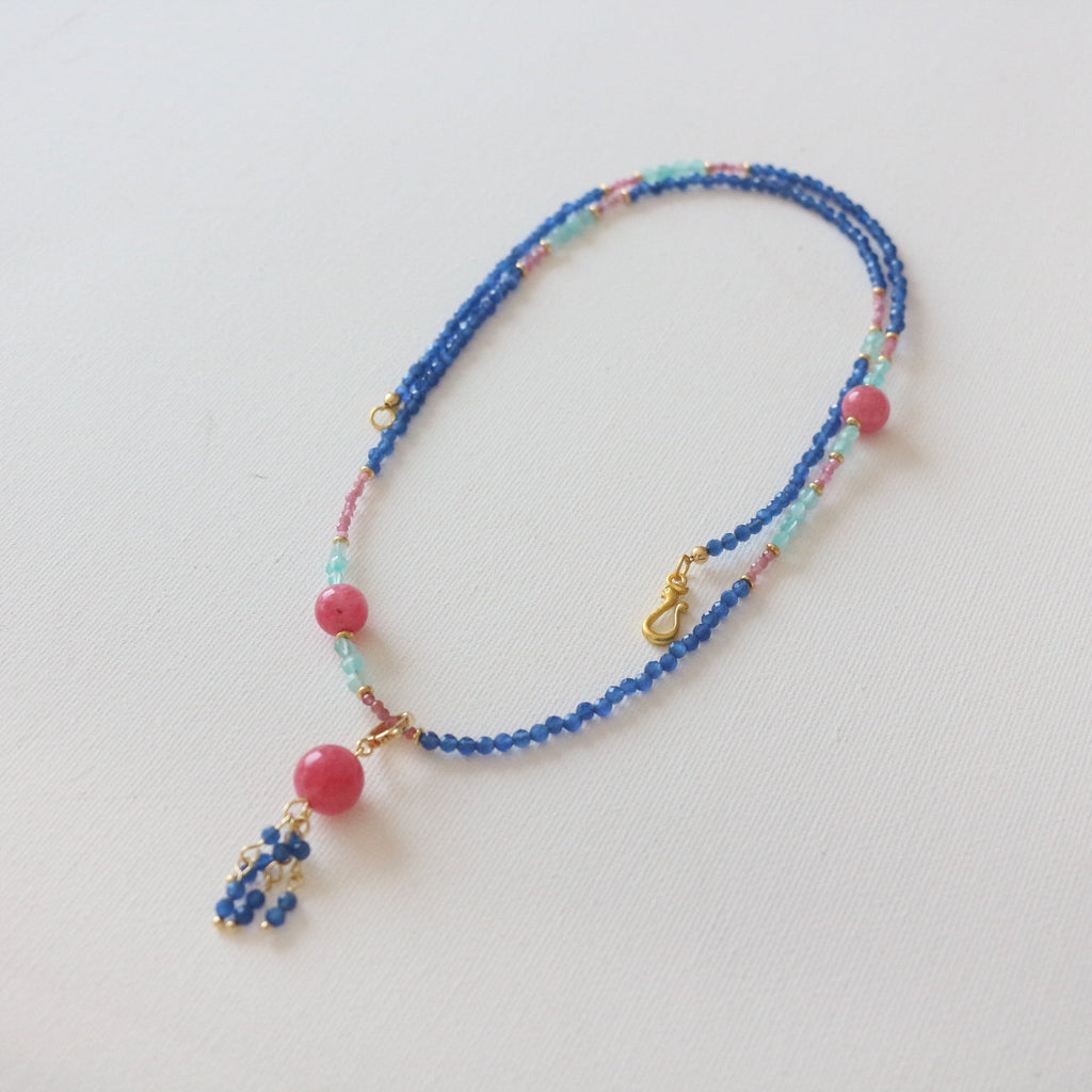JEKIRA Multicolor Gemstone Beaded Necklace – 65cm Boho Jewelry