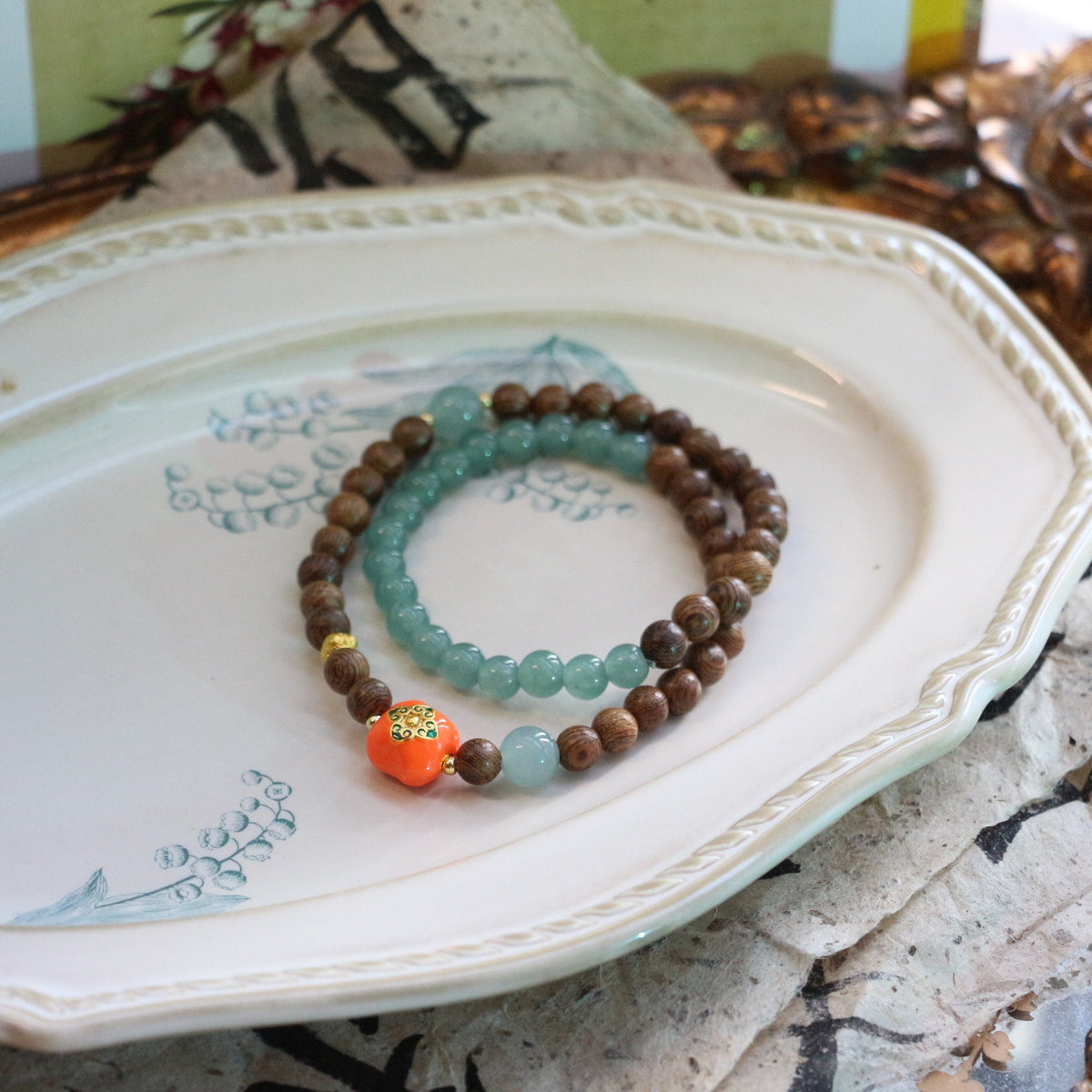 JEKIRA Double-Layer Chicken Wing Wood Prayer Bead Bracelet