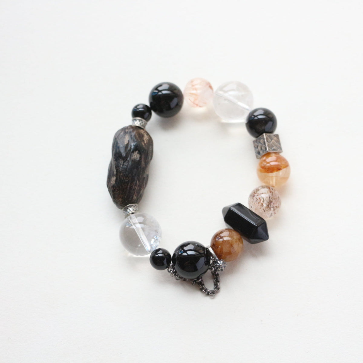 Jekira Obsidian & Onyx Couple Bracelets with White Crystal