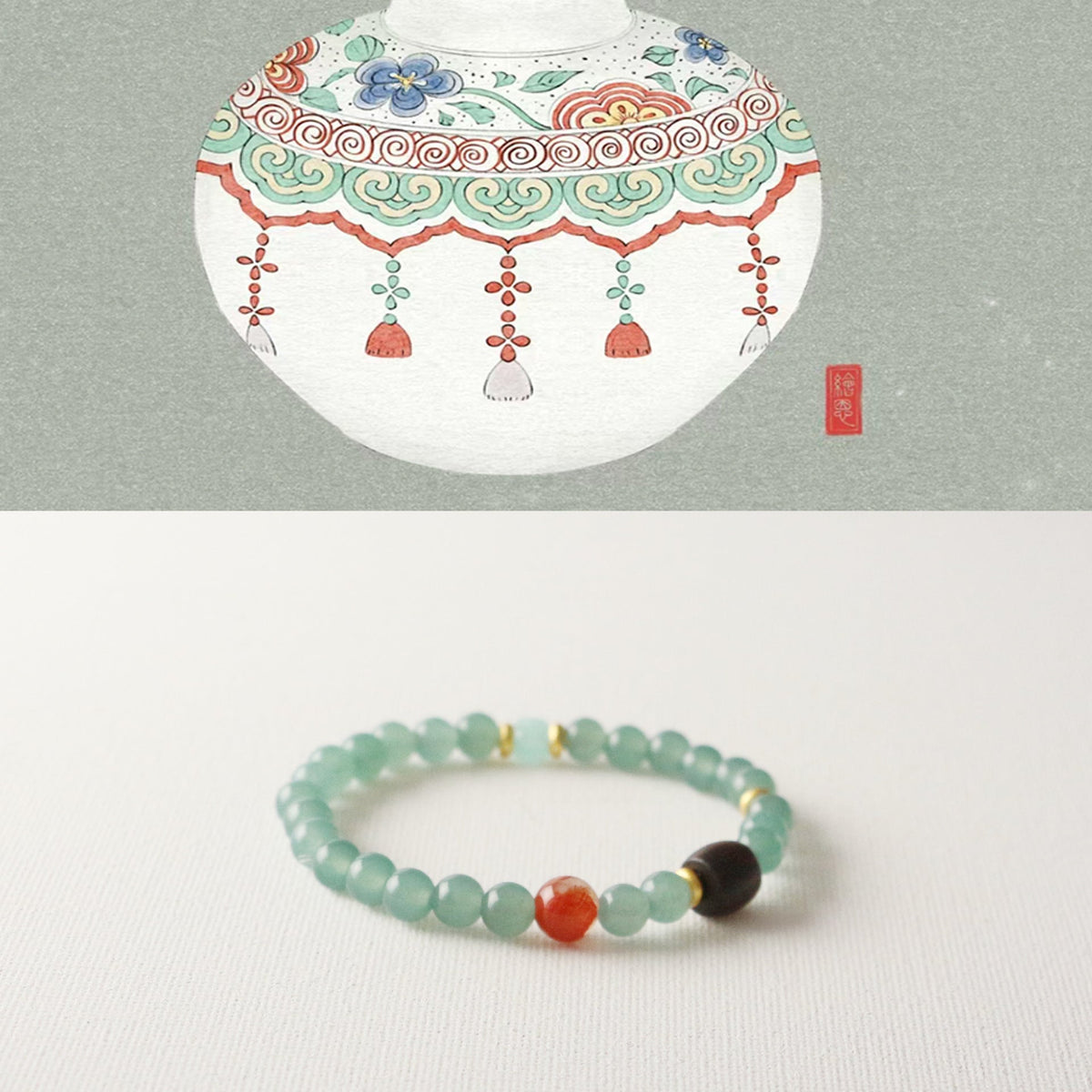 Jekira Red Sandalwood & Amazonite Bead Bracelet