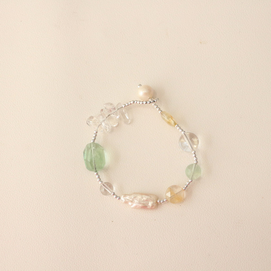 JEKIRA Fluorite Crystal & Pearl Healing Bracelet Duo