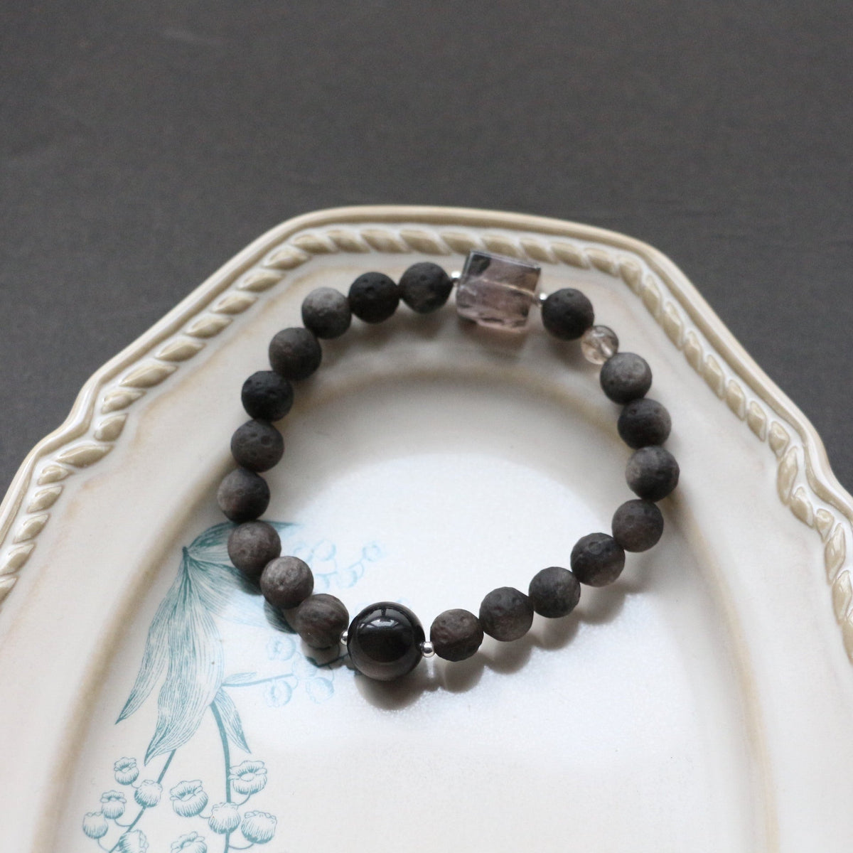JEKIRA Obsidian Moon & Crystal Square Bracelet