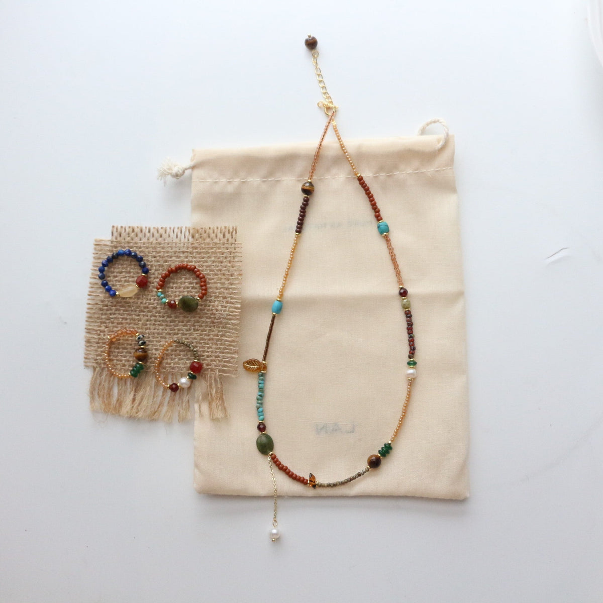 Jekira Ethnic Glass Bead & Pearl Necklace