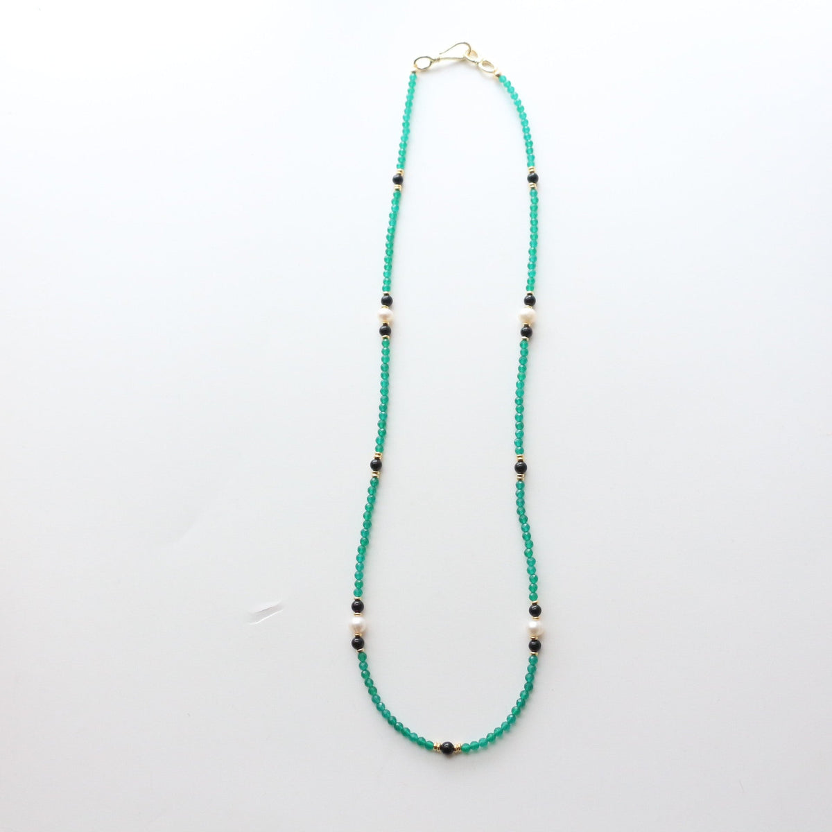 Jekira Green Agate & Baroque Pearl Long Necklace
