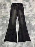 Fashion Elastic Plus Size Women's Denim Flared Pants