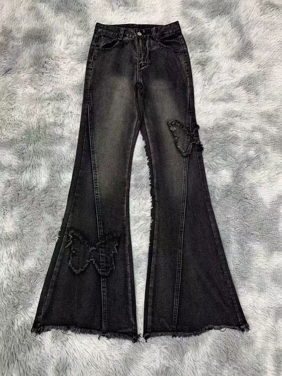 Fashion Elastic Plus Size Women's Denim Flared Pants