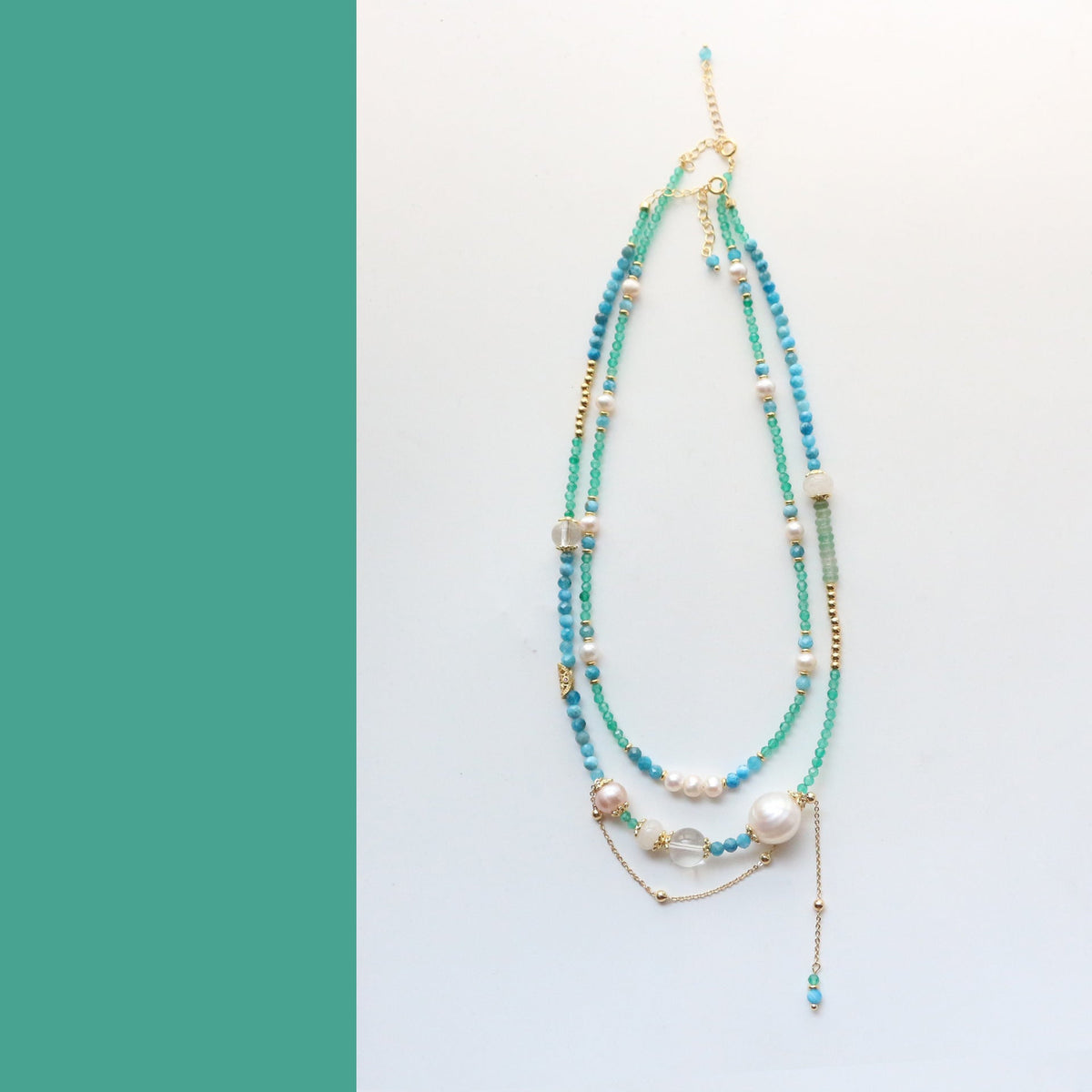 Jekira New Chinese Gemstone Tassel & Pearl Necklace Duo