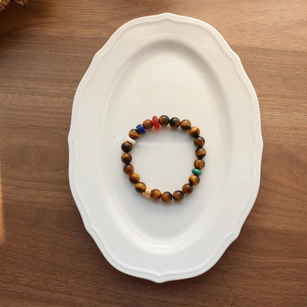 Jekira Chinese Style Tiger Eye, Lapis Lazuli & Malachite Bracelet