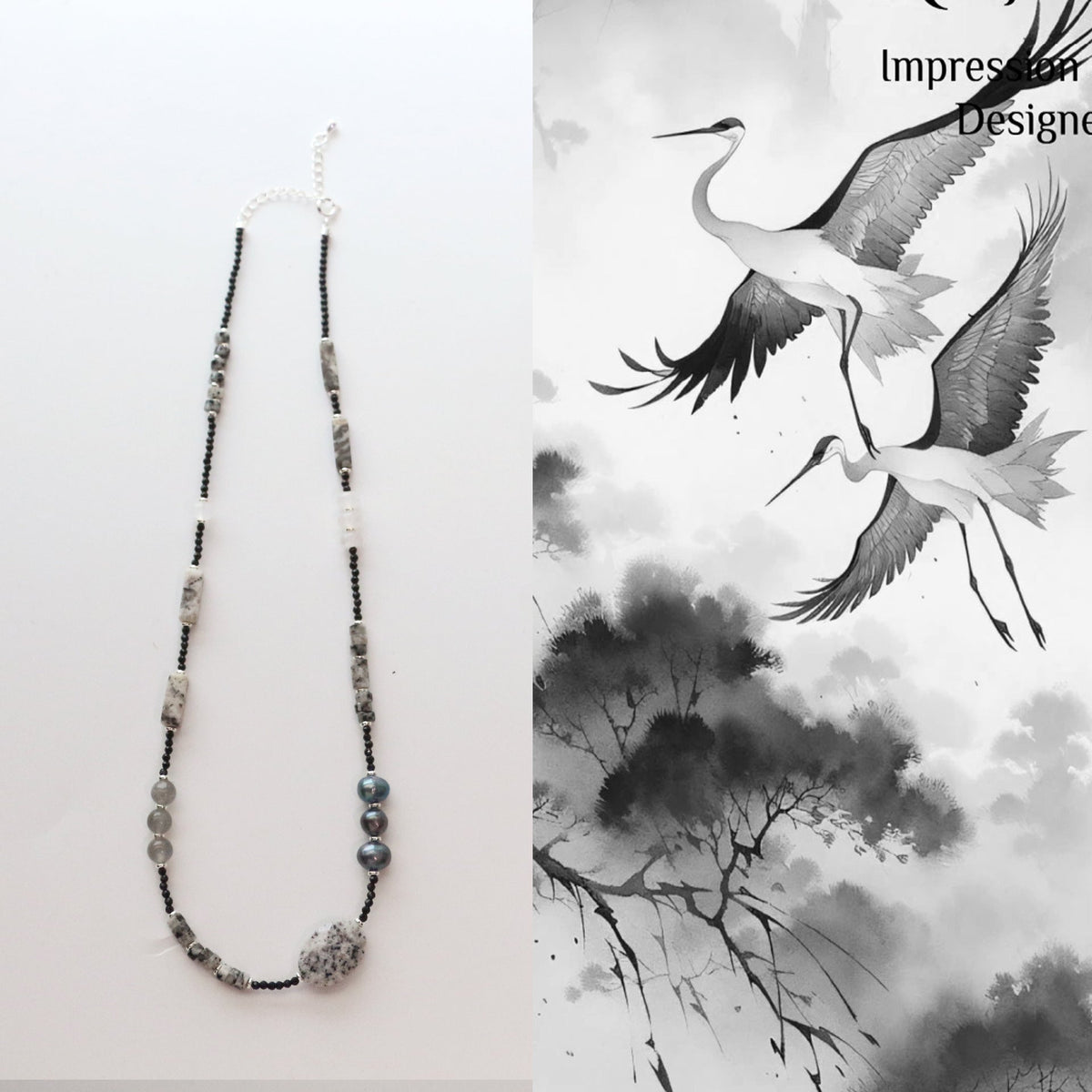 Jekira Jade Yin Yang Set – Adjustable Gothic Necklace & Double-Layer Bracelet