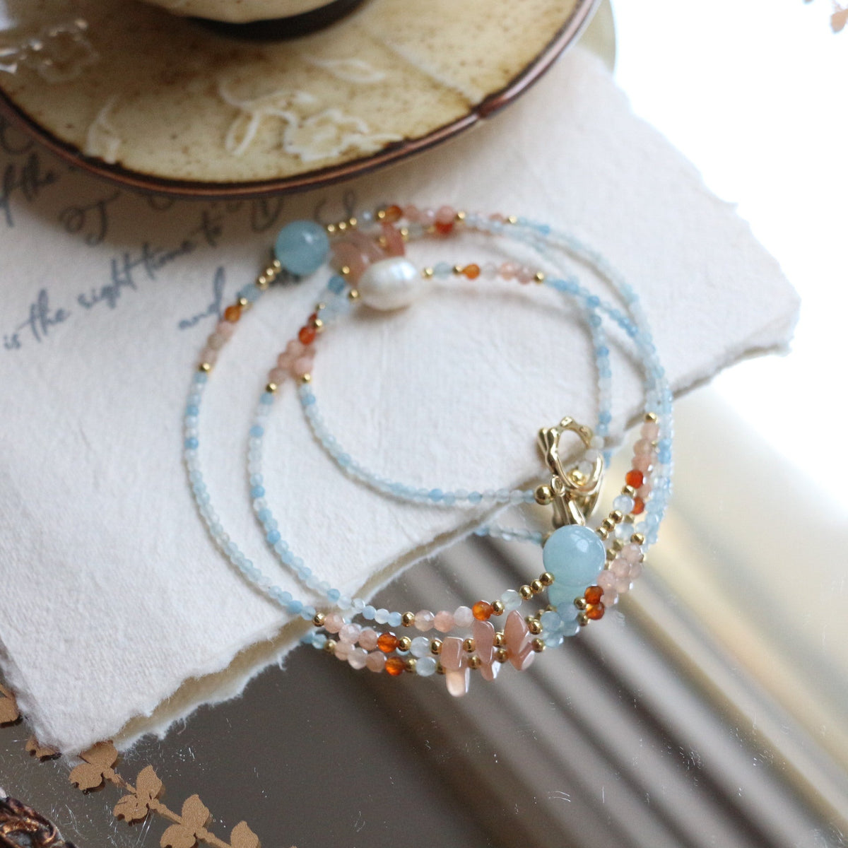 JEKIRA Chinese Style Aquamarine Gemstone Necklace