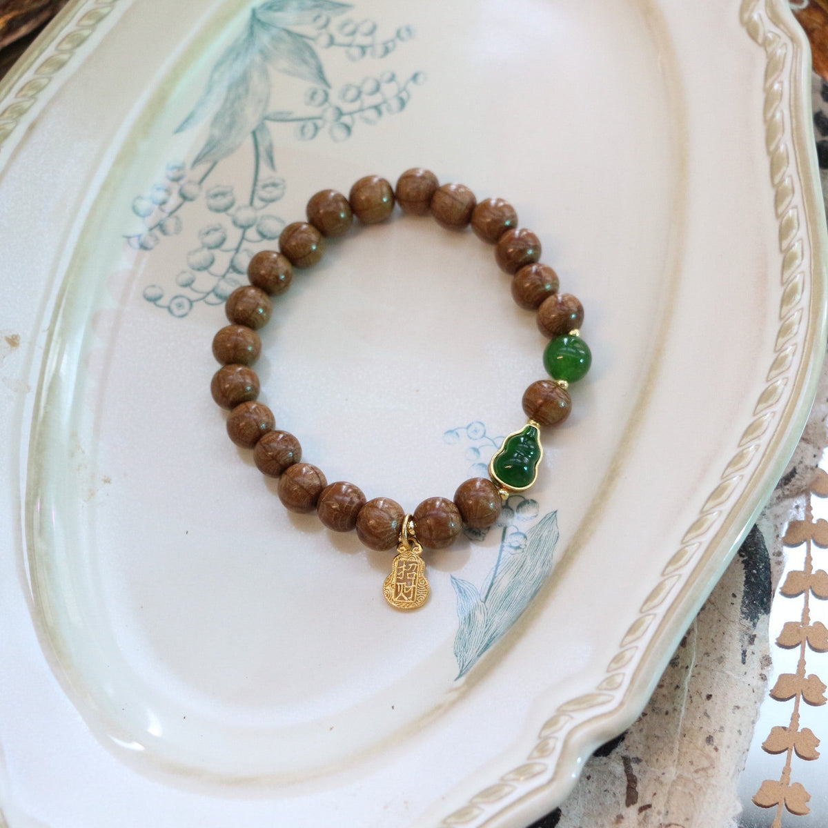 JEKIRA Zen Sandalwood & Green Gemstone Bracelet Set