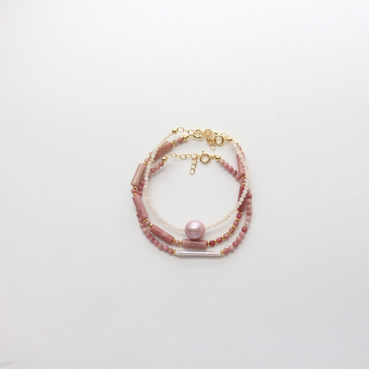 Jekira 6-Piece Rhodonite & Baroque Pearl Set