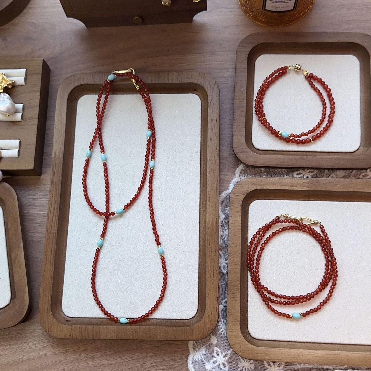 Jekira | Red Agate & Turquoise Jewelry Set