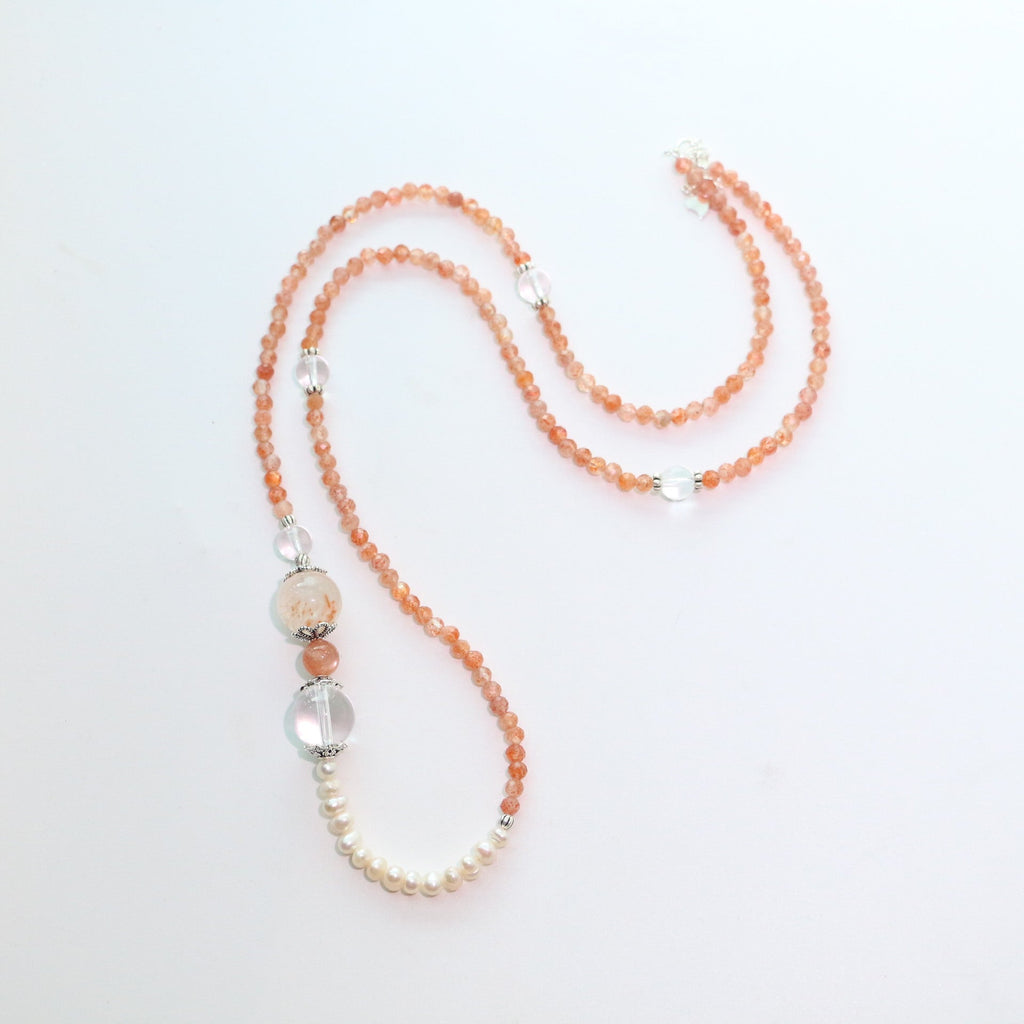 Jekira Sunstone & S925 Silver Pearl Necklace