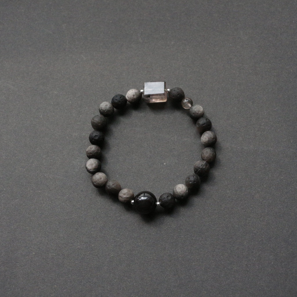 JEKIRA Obsidian Moon & Crystal Square Bracelet