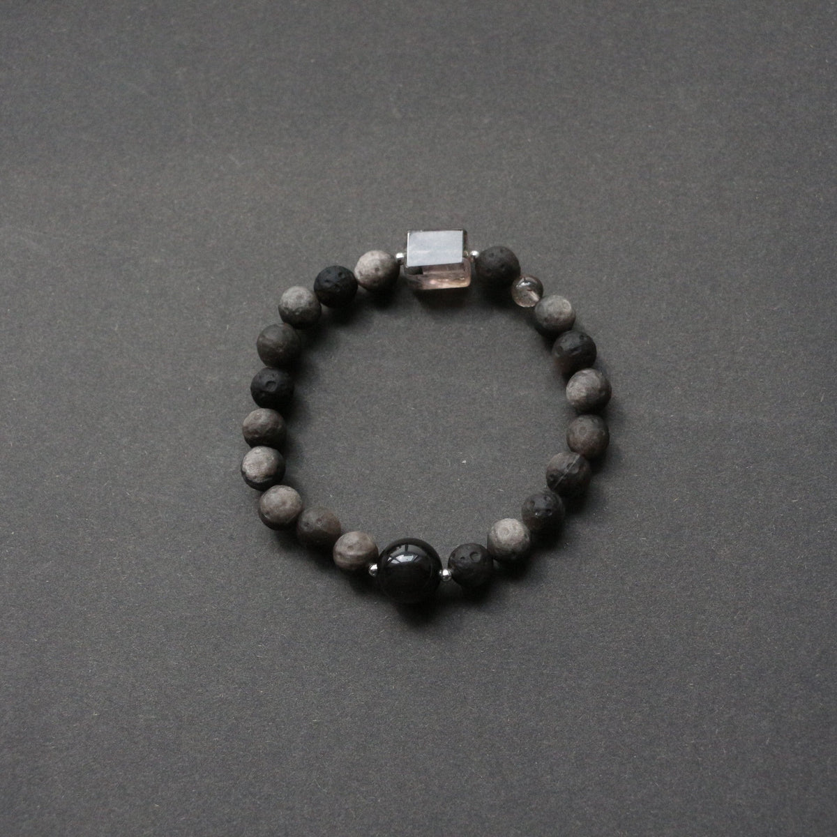 JEKIRA Obsidian Moon & Crystal Square Bracelet