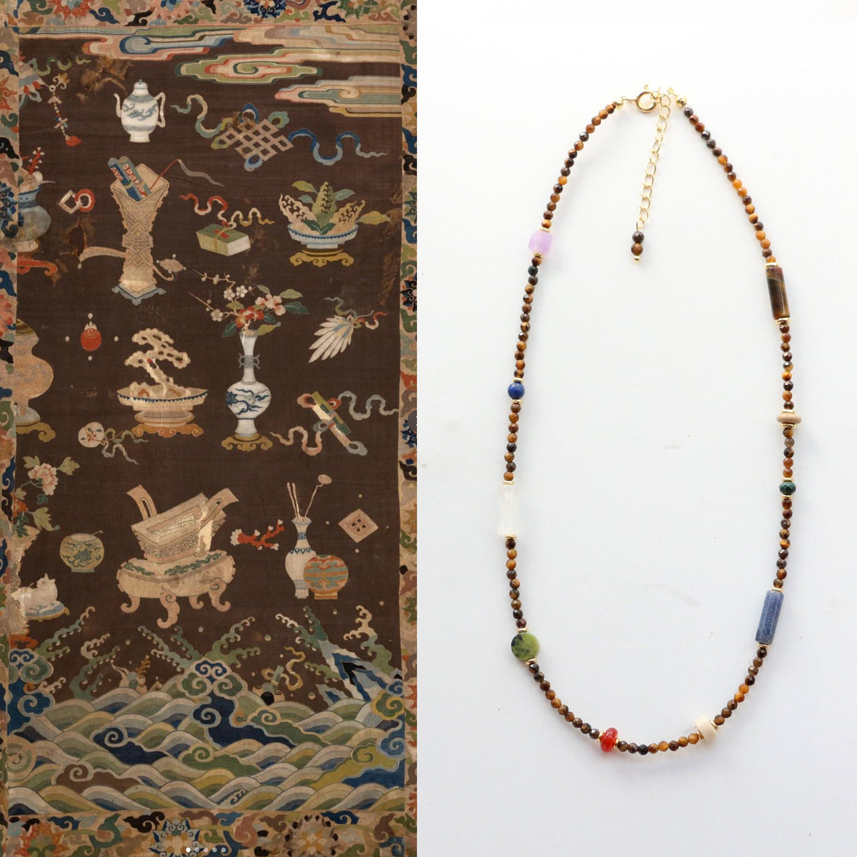 Jekira Tiger’s Eye & Agate Couple’s Necklace Se