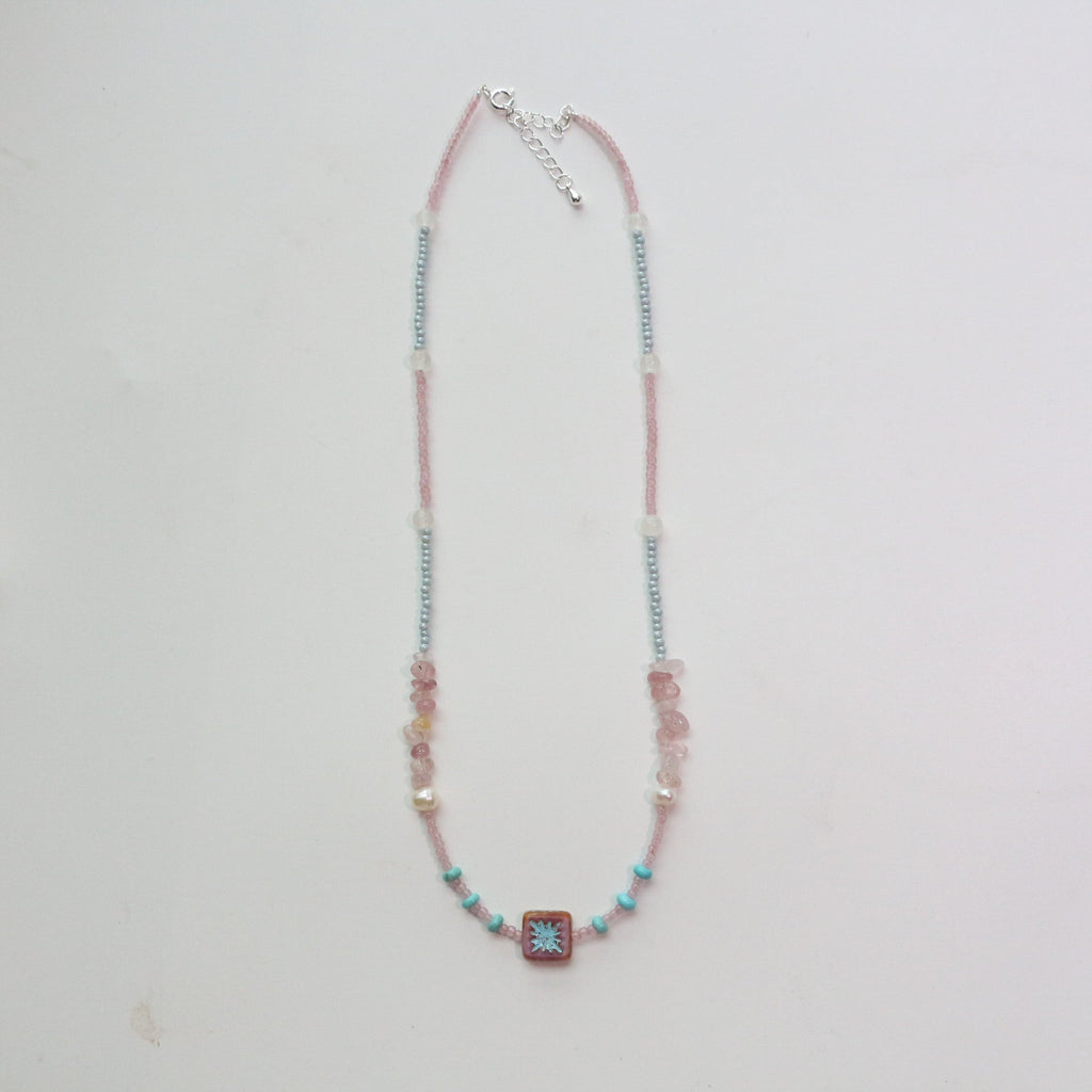 JEKIRA Minimalist Blue & Pink Gemstone Necklace