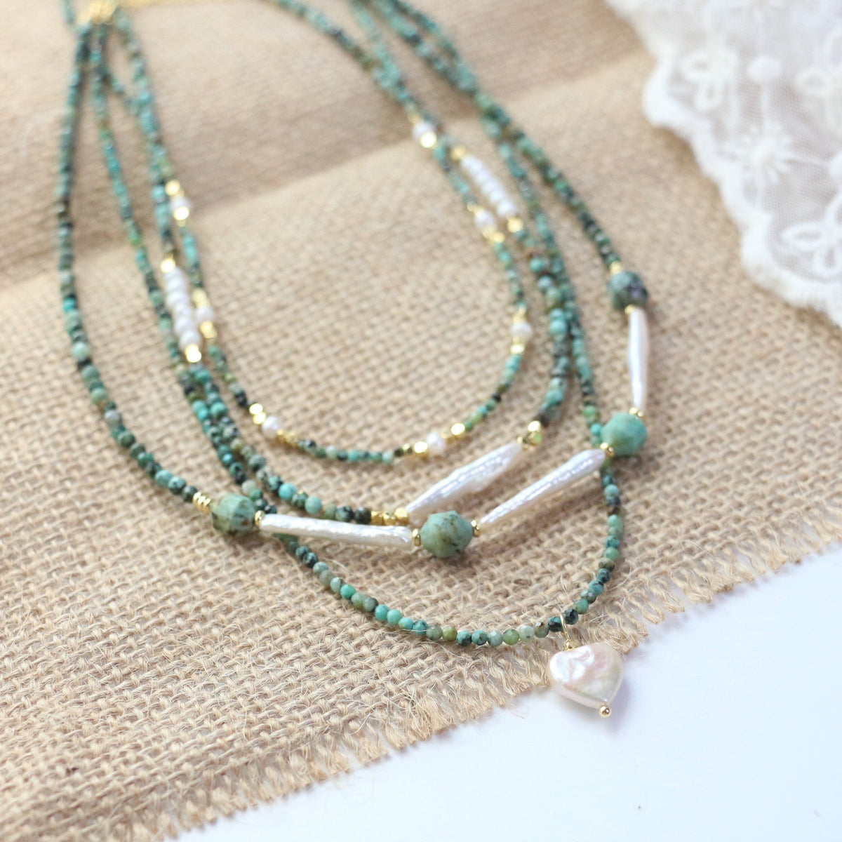 JEKIRA Turquoise & Baroque Pearl Necklace Set