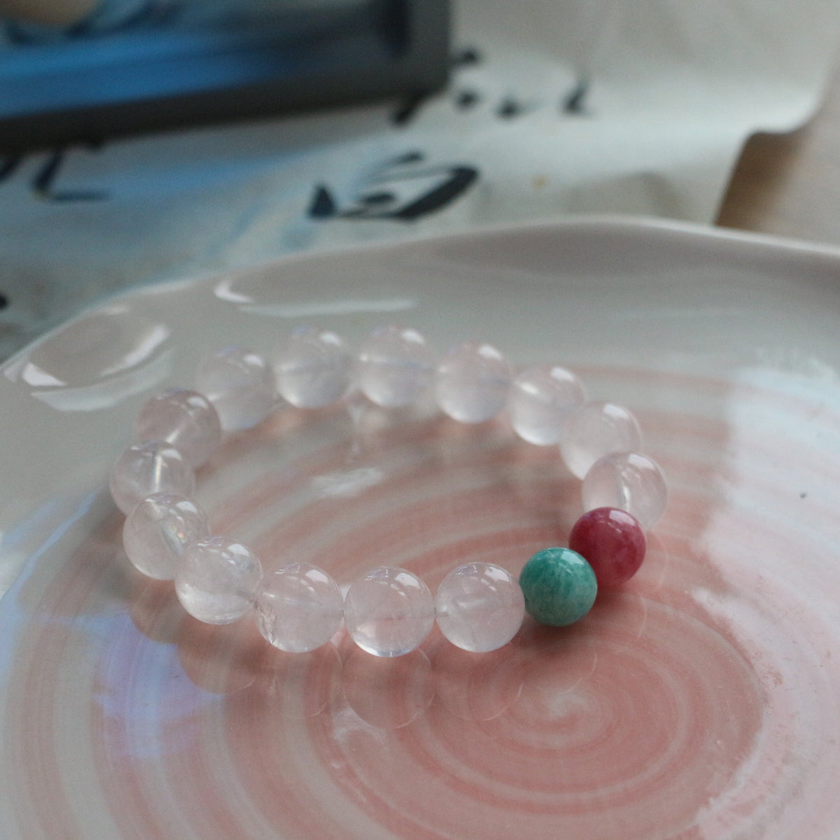 Jekira Rose Quartz Amazonite Stretch Bracelet 15cm/16cm