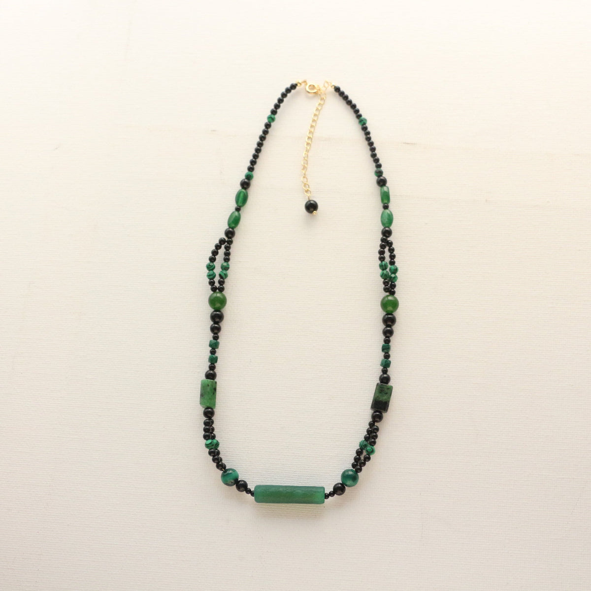 Jekira Black & Green Agate Necklace and Red & Black Agate Bead Necklace