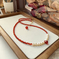 Jekira Red Agate & Baroque Pearl Necklace Set