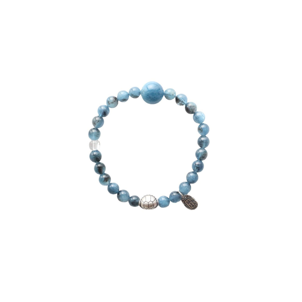 JEKIRA Natural Aquamarine Crystal Sterling Silver Beaded Bracelet