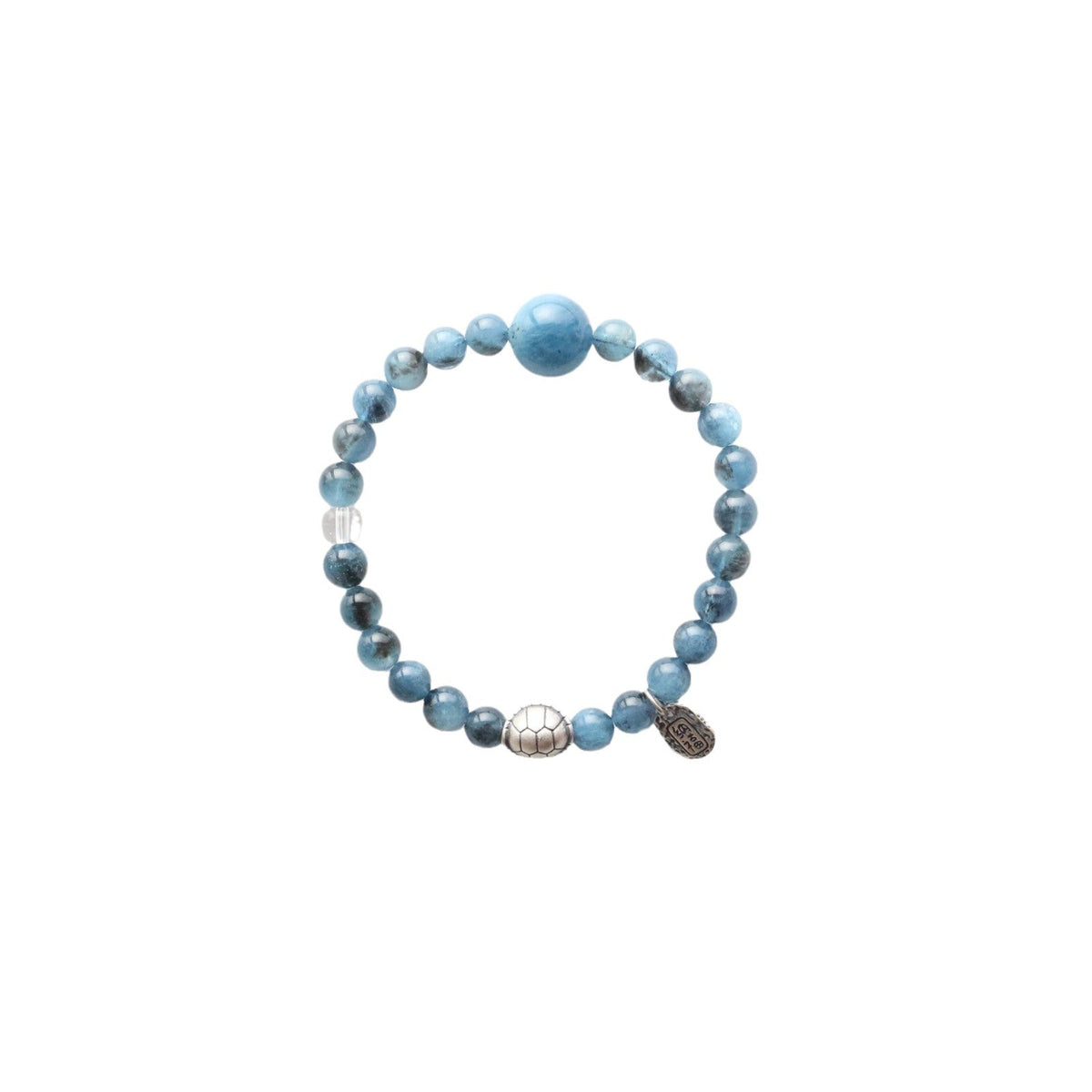 JEKIRA Natural Aquamarine Crystal Sterling Silver Beaded Bracelet