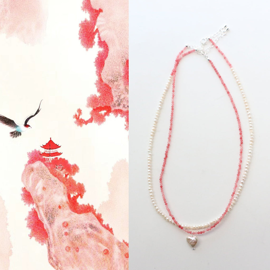 Jekira Baroque Pearl & Pink Gemstone Necklace Duo