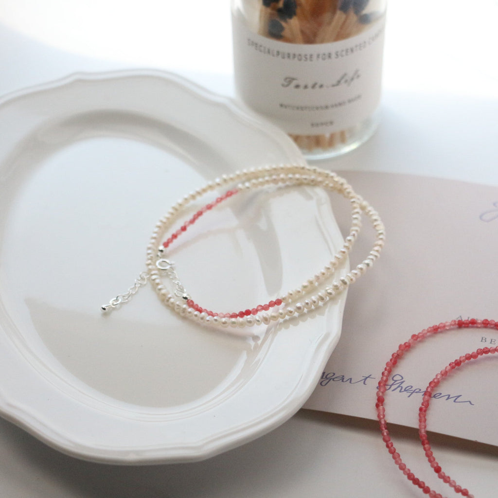 Jekira Baroque Pearl & Pink Gemstone Necklace Duo