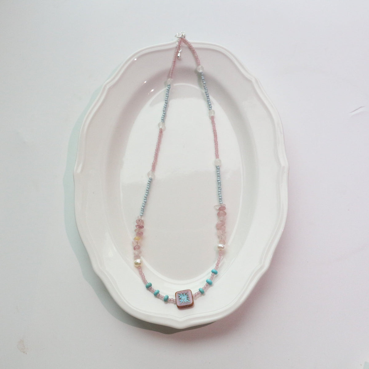 JEKIRA Minimalist Blue & Pink Gemstone Necklace