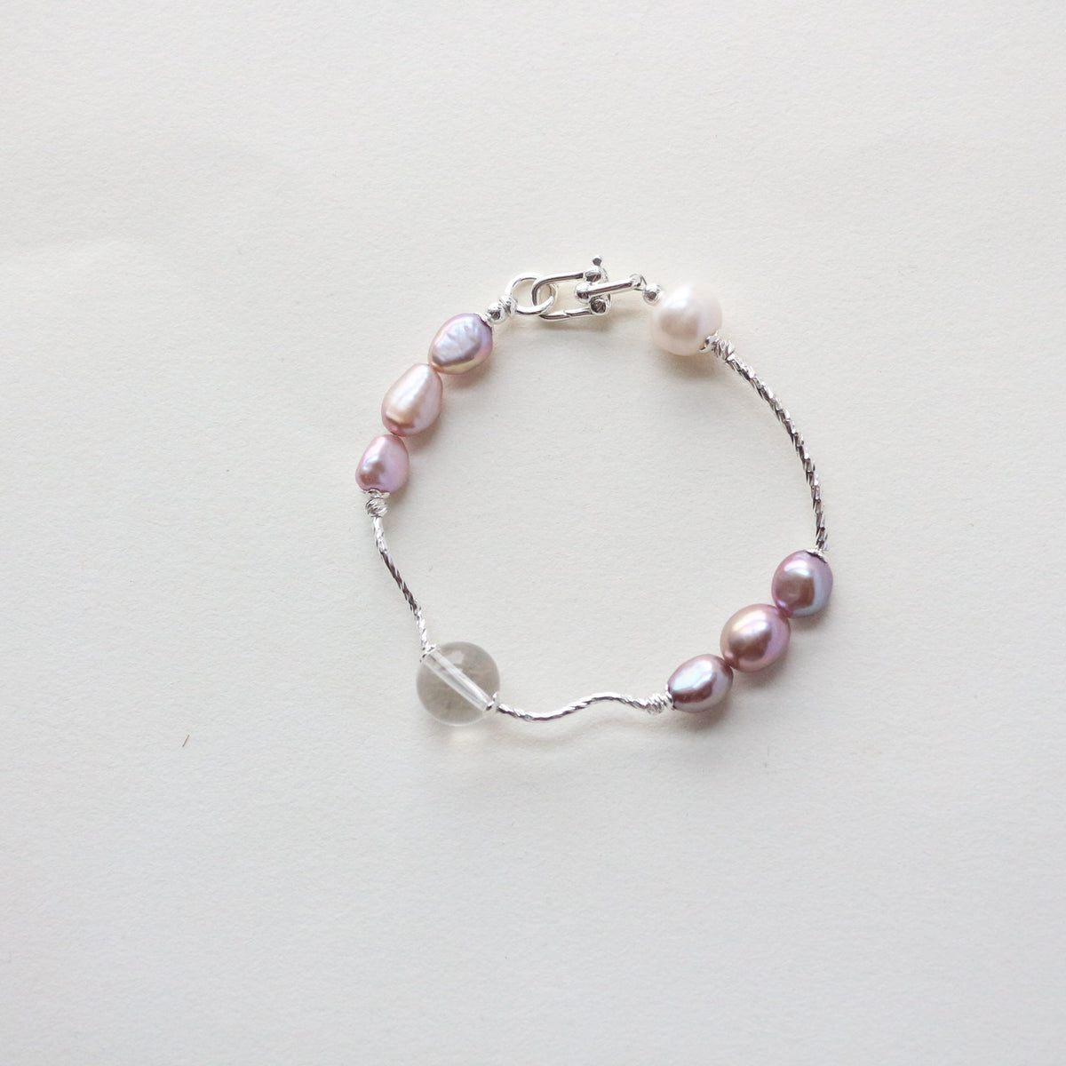 JEKIRA Lavender Pearl & Crystal Bracelet Duo