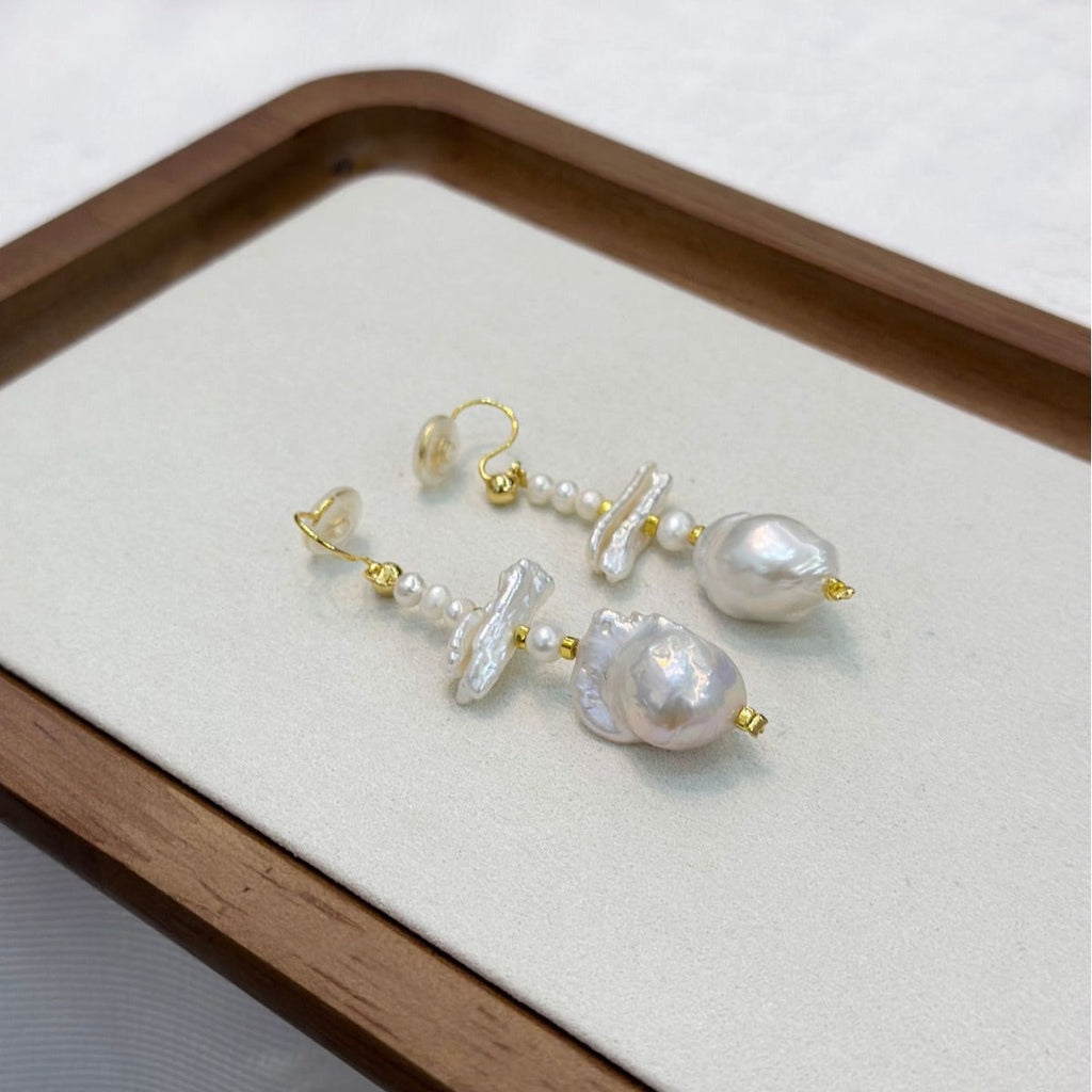 JEKIRA Natural Baroque Pearl Copper Gold-Plated Earrings