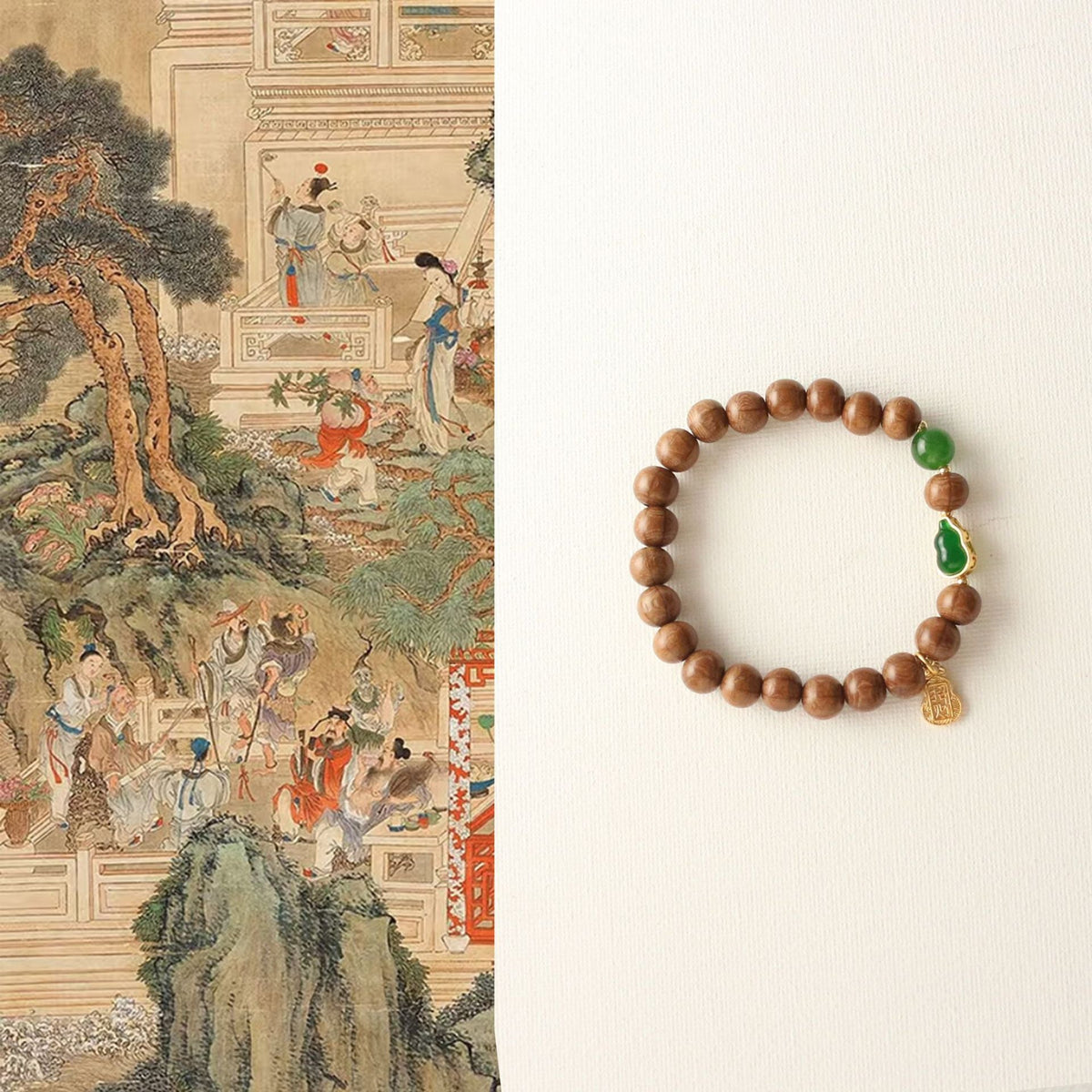 JEKIRA Zen Sandalwood & Green Gemstone Bracelet Set