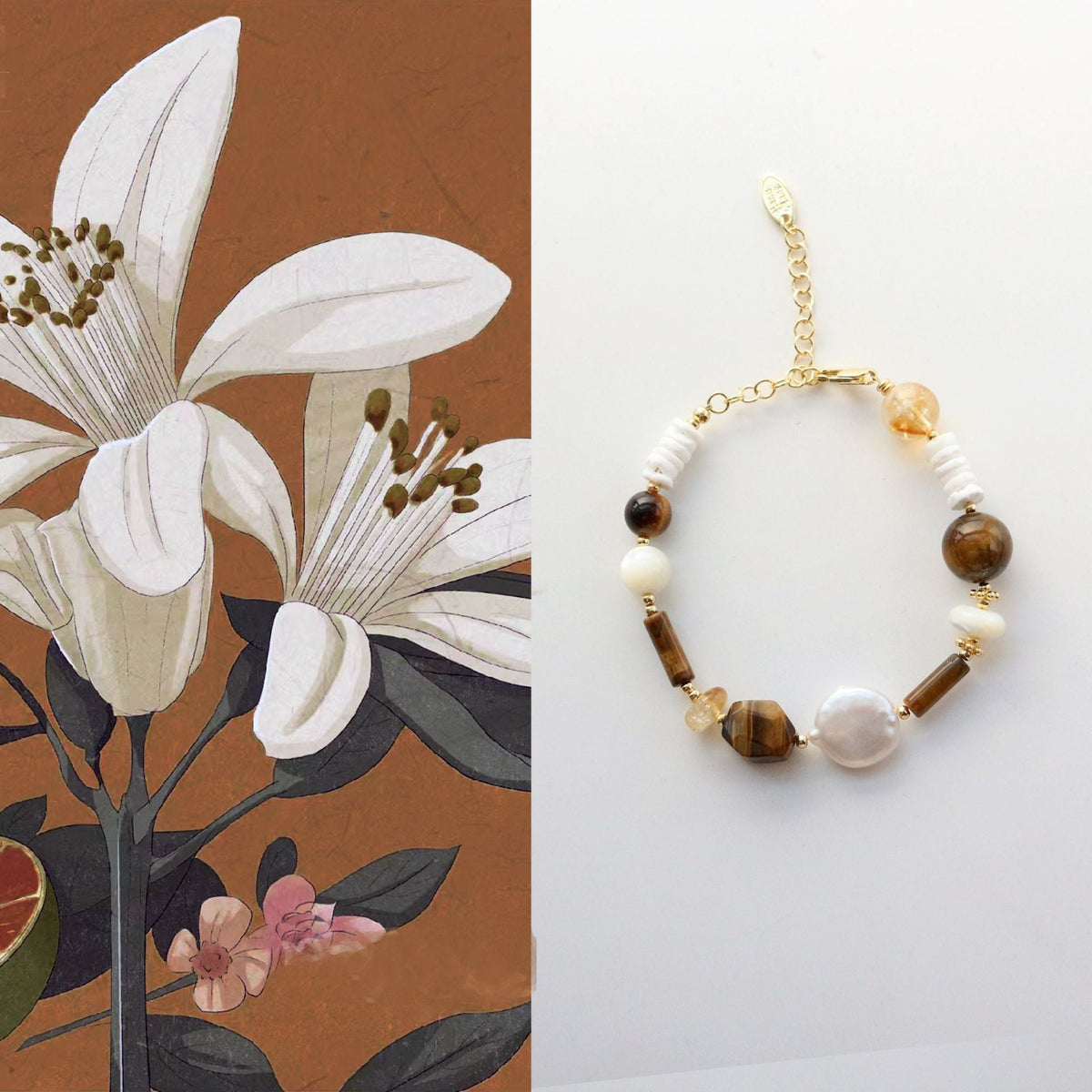 Jekira Tiger’s Eye & Baroque Pearl Bracelet