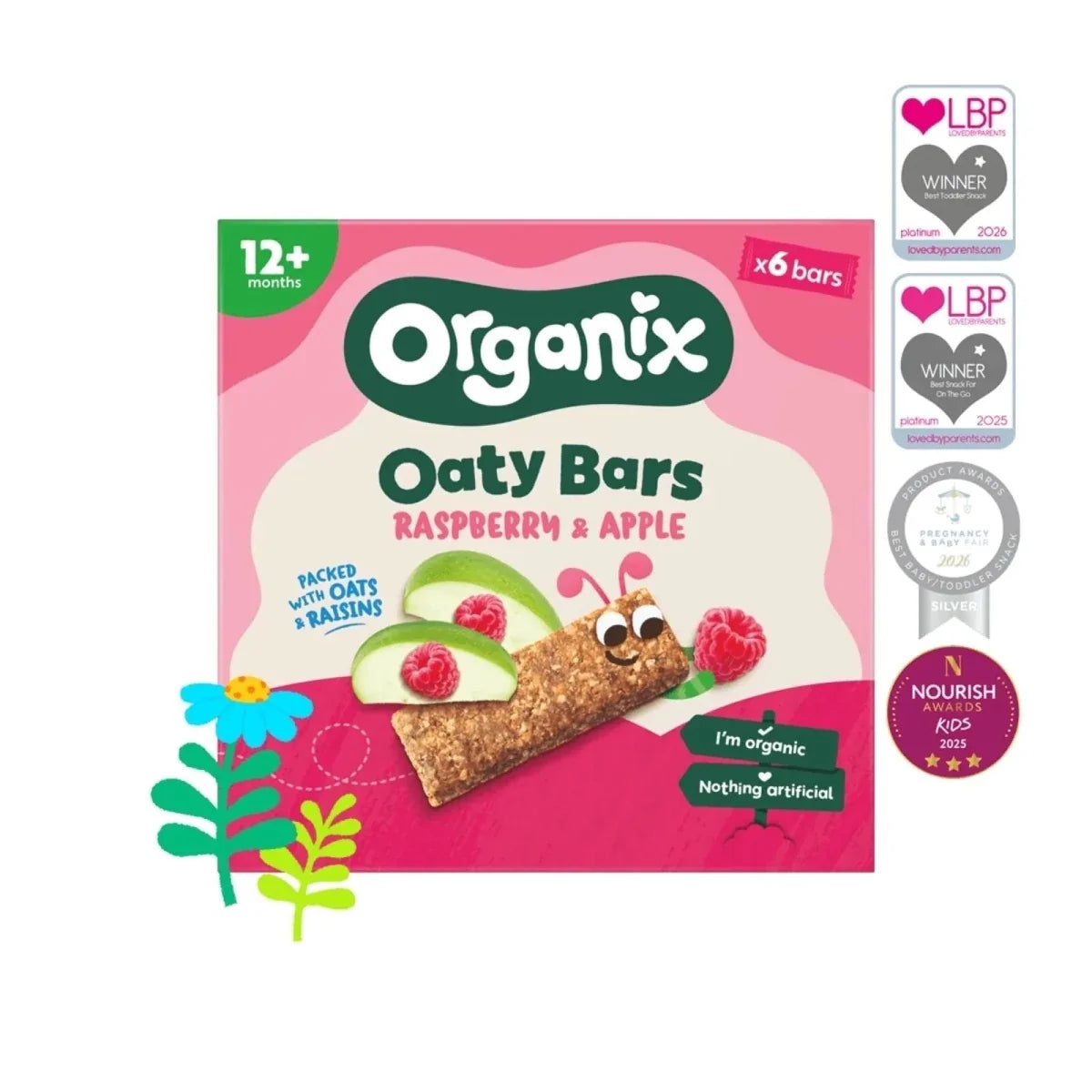 Organix Raspberry & Apple Soft Oaty Bars 12+ months 138g (6x23g)